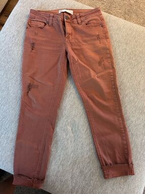 RSQ Women's Rust Ankle Crop Distressed Jeans